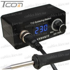 Мини паяльная станция HandsKit T12C LED дисплей, 72W, 200-450°C, DC-12-24V без блока питания